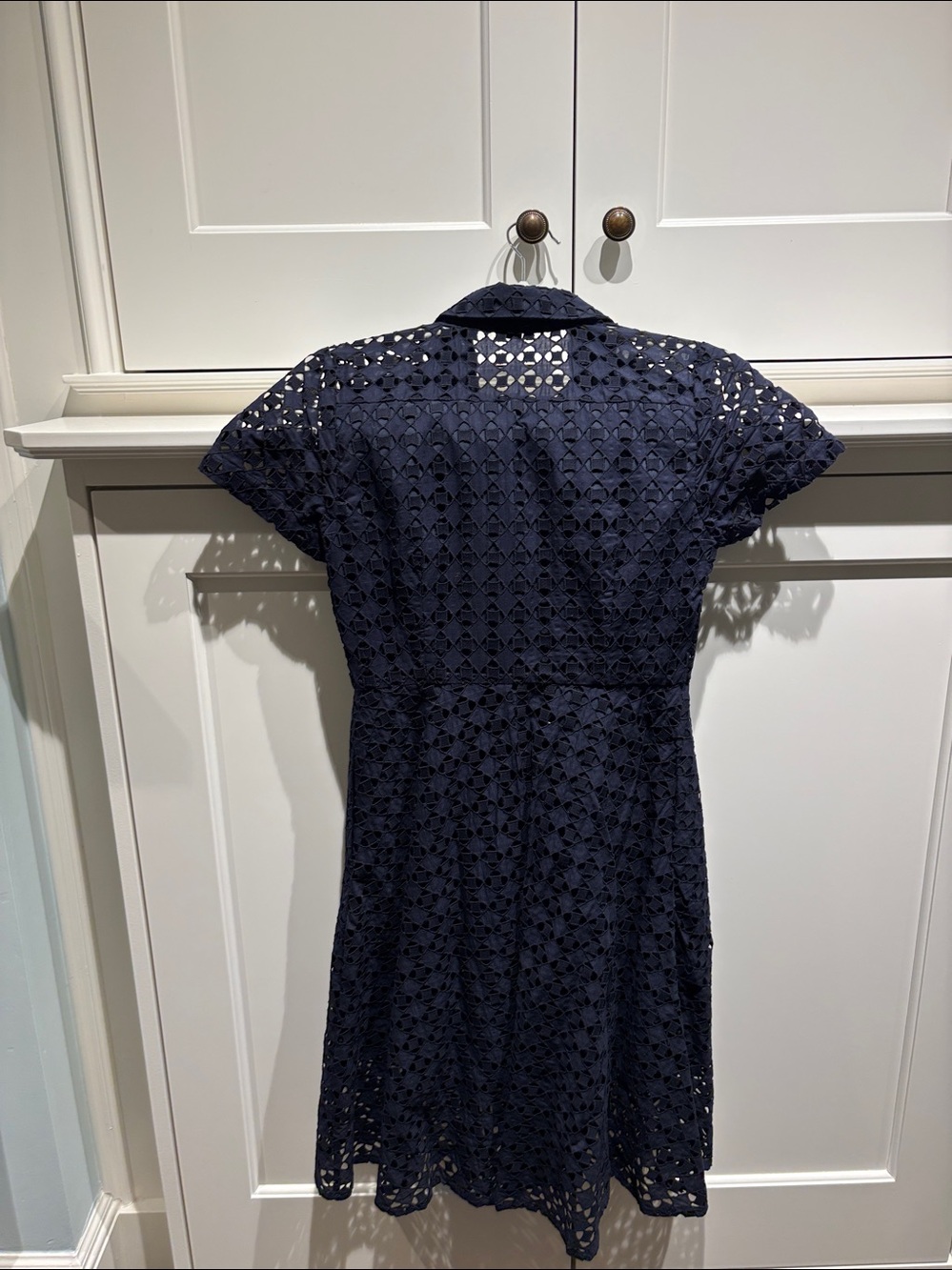 Ann Taylor Navy Eyelet Shirt Dress - Short Sleeve MIDI - Picture 5 of 5